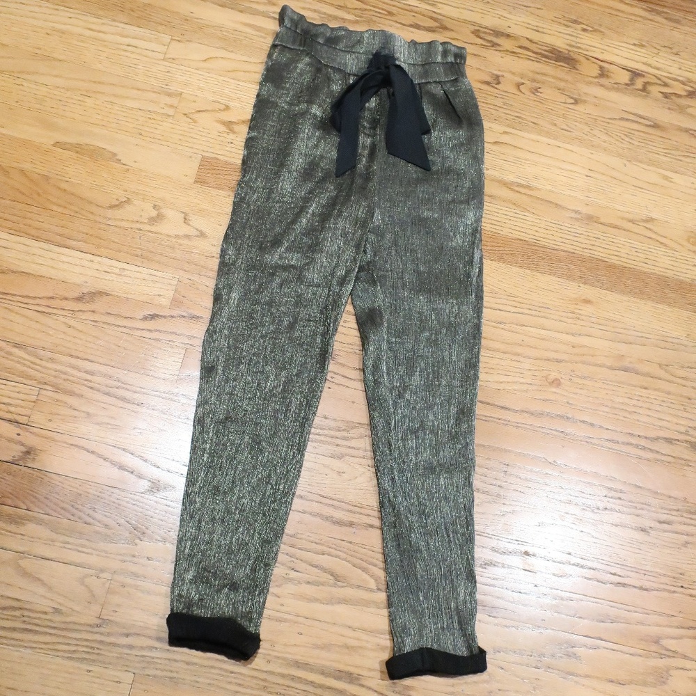 Zara Basic Gold Shimmer Harem Pants sz S